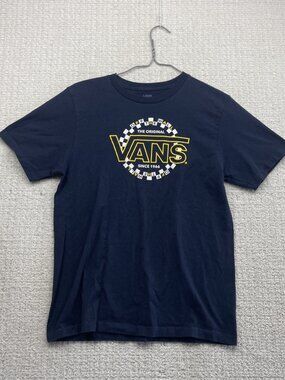 Y2K Vans Shirt Youth Boys L Navy Blue Off The Wall Graphic Skate Grunge 2000's